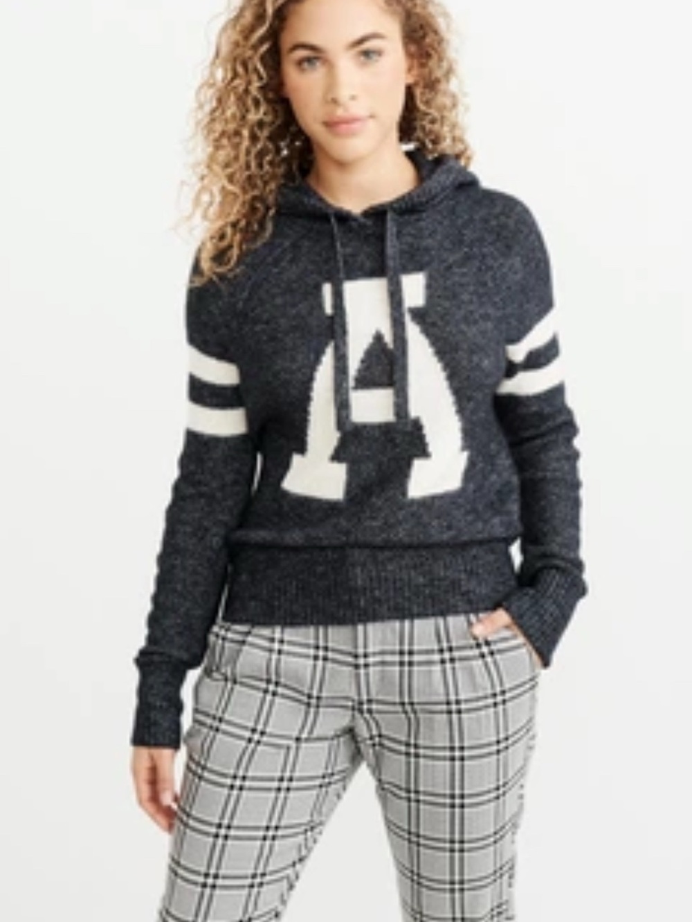 ABERCROMBIE & FITCH LETTER A SWEATER, HOODED PULLOVER